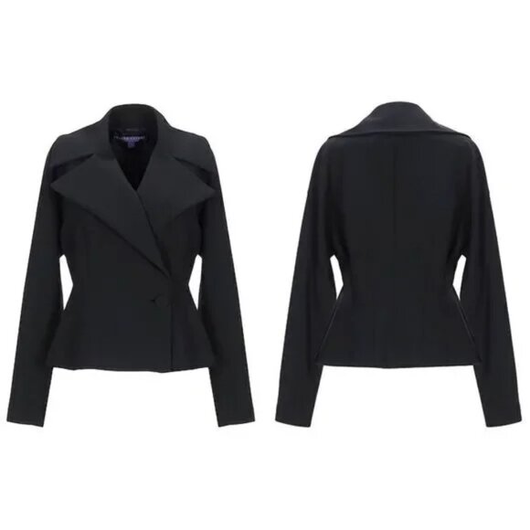 Ralph Lauren Collection Purple Label Chrystie Wool Black Blazer Jacket Sz 8